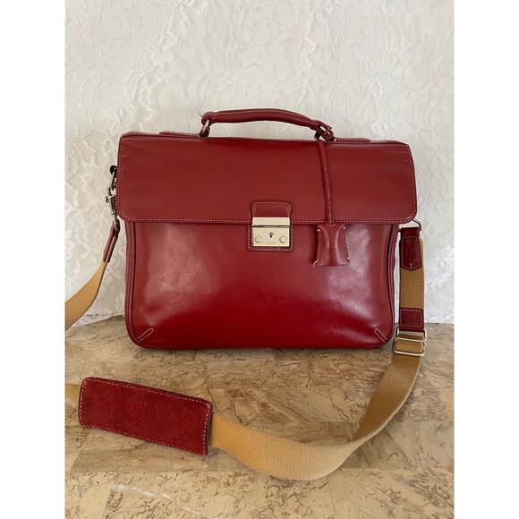 rare COACH Legacy Leather Slim Brief Briefcase deep red 5335 small Laptop Bag